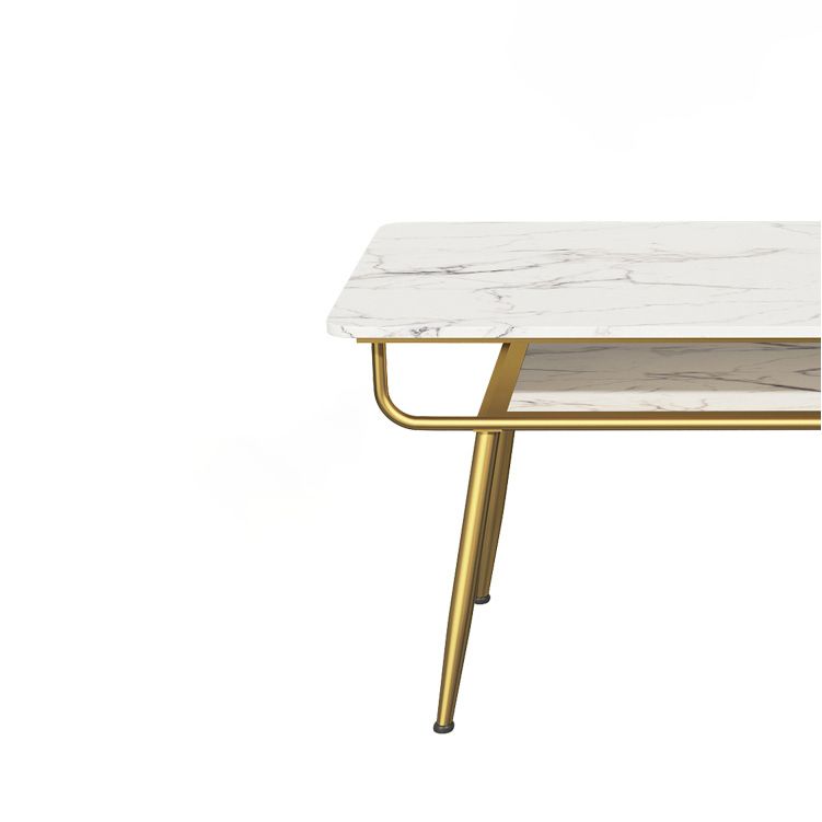 Traditional Luxury Dining Table Rectangle 4 Legs Dining Table with Gold Frame Clearhalo 'Dining Tables & Seating' 'Dining Tables' 'dining_table' 'furn' 'furn_dining_table' 'Furniture' 'furniture_dining_table' 'Kitchen & Dining Furniture' 'kitchen' 'kitchen_dining_table' 1200x1200_adcad46d-641b-4bfa-9c4e-42c93110f5f4