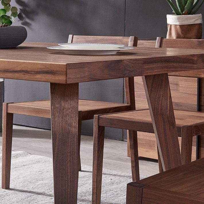 Traditional Style Solid Wood Dining Room Set with Walnut Table and 4 Legs Base Clearhalo 'Dining Room Sets' 'Dining Tables & Seating' 'dining_room_set' 'furn' 'furn_dining_room_set' 'Furniture' 'furniture_dining_room_set' 'Kitchen & Dining Furniture' 'kitchen&dining_furn' 'kitchen' 1200x1200_adcb636c-a5e3-45f2-a4ed-2cf865e5cee5