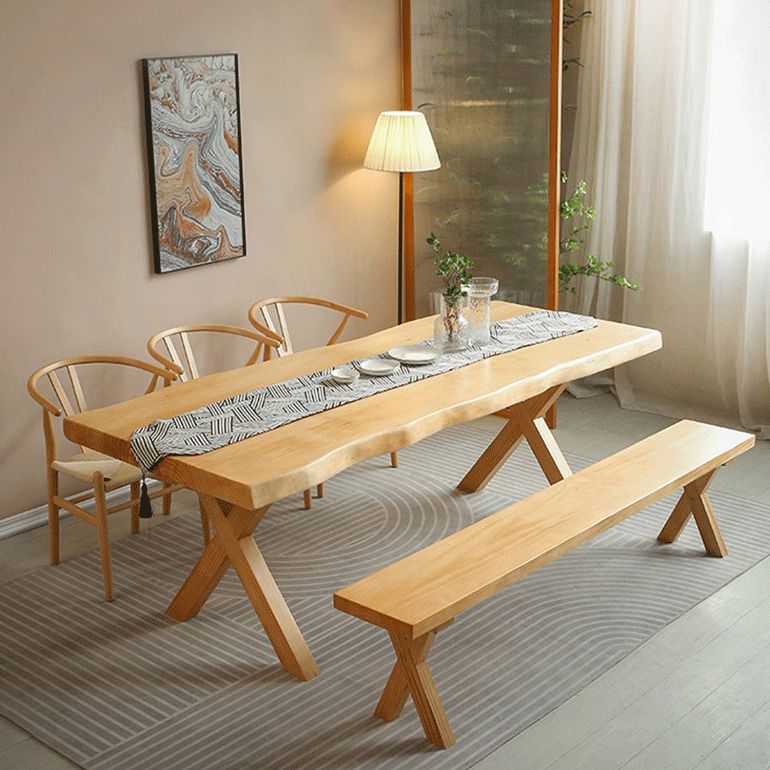 Contemporary Solid Wood Dining Table Double Pedestal Dining Table