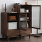 Modern Accent Cabinet with Solid Wood Straight Legs Chest with 1 Drawer and 1 Door