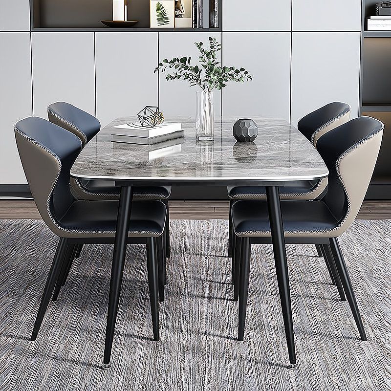 Sintered Stone Dining Table Industrial Style Black 4 Legs Base Rectangle Table for Dining Room Clearhalo ' dining_table' 'Dining Tables & Seating' 'Dining Tables' 'furn' 'furn_dining_table' 'Furniture' 'furniture_dining_table' 'Kitchen & Dining Furniture' 'kitchen&dining_furn' 'kitchen' 'kitchen_dining_table' 1200x1200_adce8385-01d0-4b51-81f8-897e3684026b