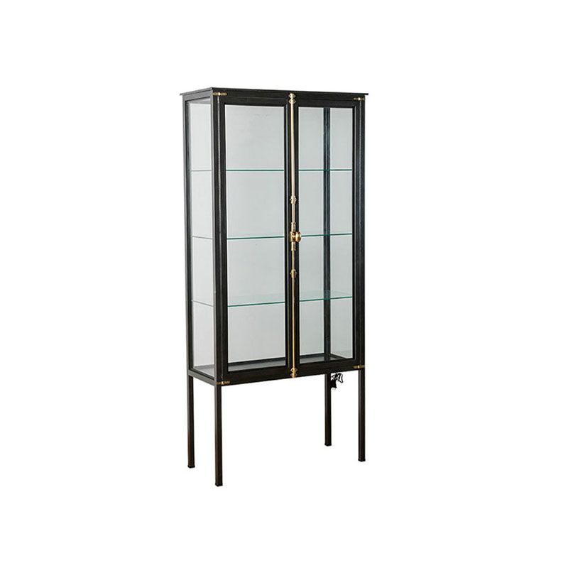 Modern Curio Cabinet Metal Glass Doors Storage Cabinet with Lighting Clearhalo 'Display & China Cabinets' 'display_china_cabinets' 'furn' 'furn_display_china_cabinets' 'Furniture' 'Kitchen & Dining Furniture' 1200x1200_adce920e-6598-4734-91a8-3d2447c3bbc7