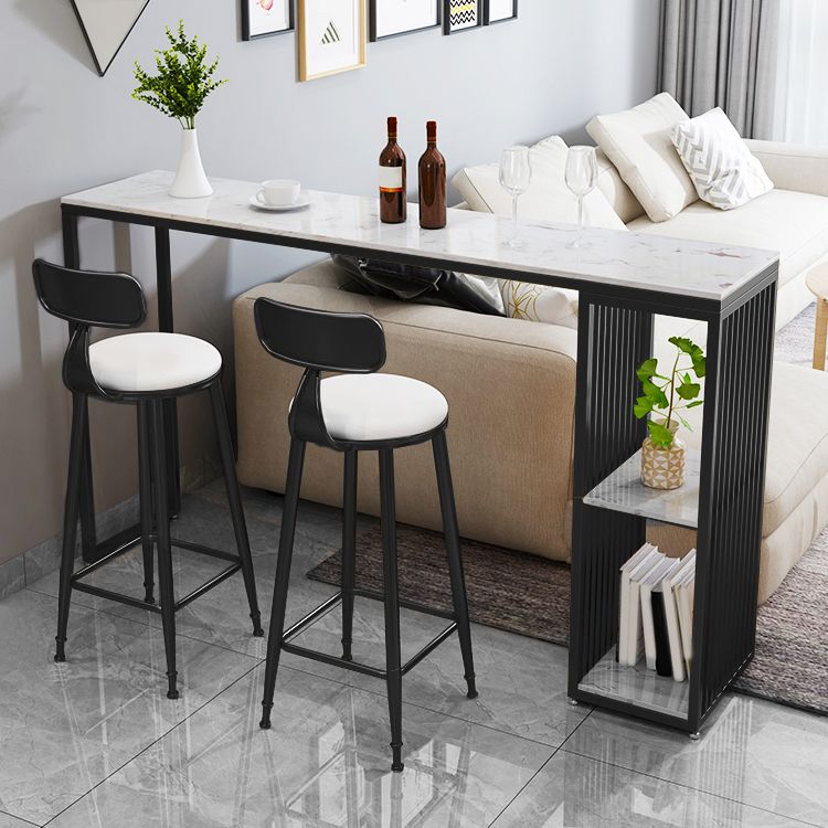 Faux Marble Bistro Bar Table Modern Rectangle Bar Table with Storage Clearhalo 'Bar Furniture' 'Bar Tables' 'bar_tables' 'furn' 'furn_bar_tables' 'Furniture' 'Kitchen & Dining Furniture' 1200x1200_adcfab63-c6ef-4a6d-88f9-62ab62890013