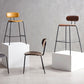 Matte Finish Leather Barstool Nordic Style Coffee Shop Low Back Stool