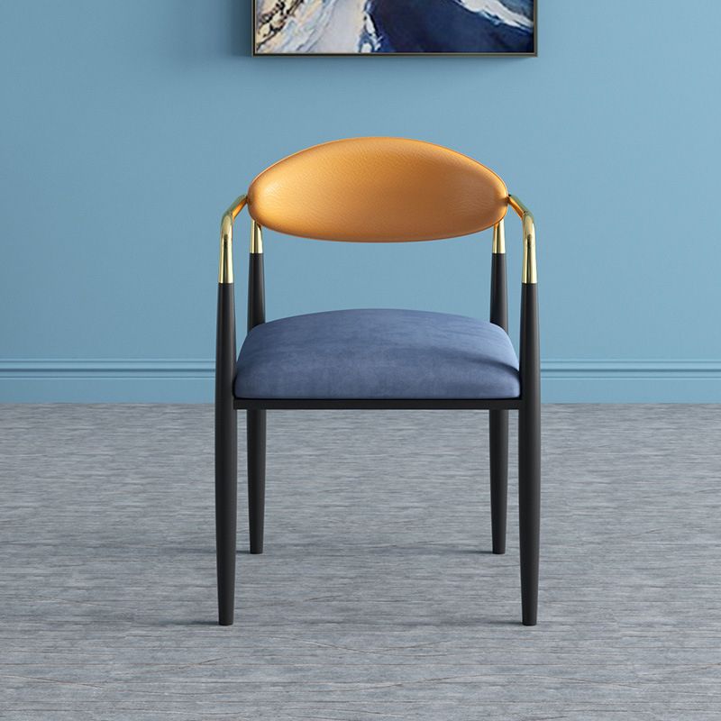 Glam -arm stoel metalen benen open achterste eetkamerstoel voor thuisgebruik