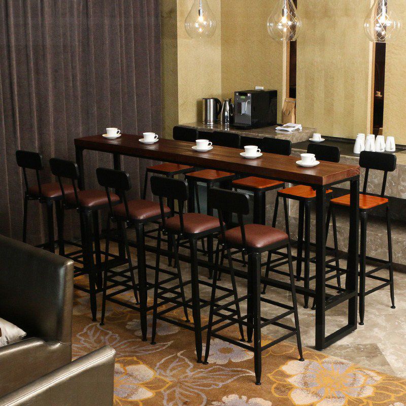 1/6/11 Pieces Pine Wood Top Bar Set with Metal Frame Industrial Rectangle Pub Set Clearhalo 'Bar Furniture' 'furn' 'furn_home_bar_bar_sets' 'Furniture' 'Home Bars & Bar Sets' 'home_bar_bar_sets' 'Kitchen & Dining Furniture' 1200x1200_add4a5dc-e9f4-47cf-993c-7f6024c5221c