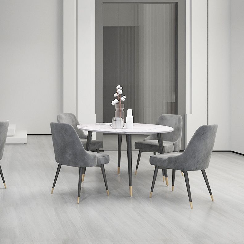 Round Shape Modern Dining Table White Tone Fixed Table with Sintered Stone Clearhalo ' dining_table' 'Dining Tables & Seating' 'Dining Tables' 'furn' 'furn_dining_table' 'Furniture' 'furniture_dining_table' 'Kitchen & Dining Furniture' 'kitchen&dining_furn' 'kitchen' 'kitchen_dining_table' 1200x1200_add4aaa9-bc4f-4158-8638-47c65a14012d