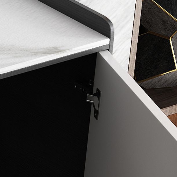 Stone moderno 33,4 "H buffet a buffet a 3 cassetti a 3 cassetto server buffet con porte di vetro