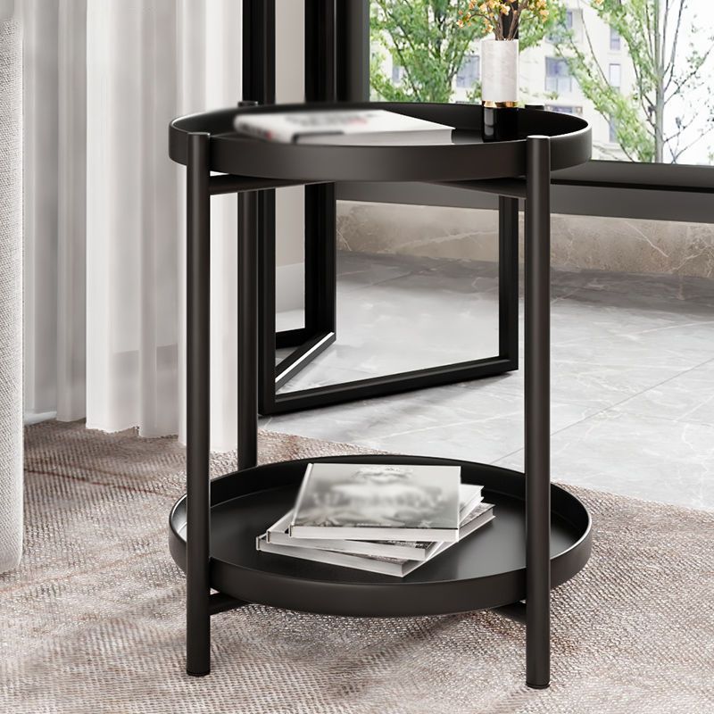 Modern Style Metal Table Top Metal Steel Base Round Side Table