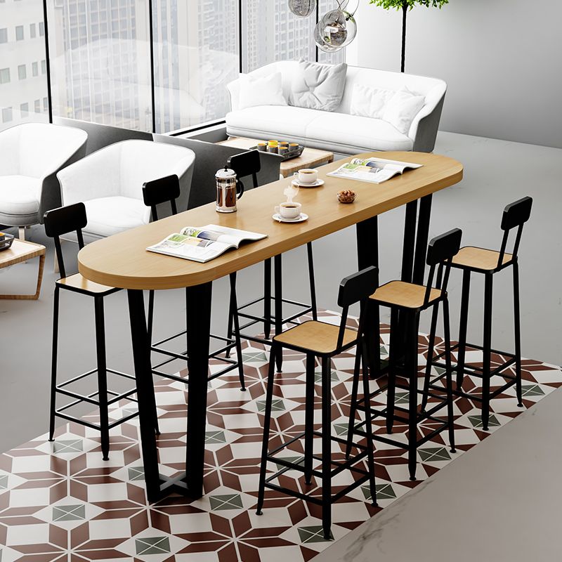Coffee Shop Glam Bar Height Table Double Pedestal Solid Wood Hall/Pub Table Clearhalo 'Bar Furniture' 'Bar Tables' 'bar_tables' 'furn' 'furn_bar_tables' 'Furniture' 'Kitchen & Dining Furniture' 1200x1200_add68bd9-7478-4953-a06d-e6f5a30ce1e0