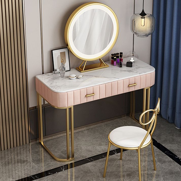 Tavolo da toeletta da top vanità in marmo glam da 29,5 "con 2 cassetti