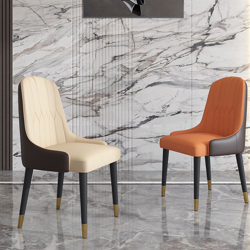 Scandinavian Style Solid Back Arm Chairs Leather Dining Chairs with Wooden Legs Clearhalo ' kitchen&dining_furn' 'Dining Chairs' 'Dining Tables & Seating' 'dining_chair' 'furn' 'furn_dining_chair' 'Furniture' 'furniture_dining_chair' 'Kitchen & Dining Furniture' 'kitchen' 1200x1200_add84857-fce3-4706-a269-0c840786f179