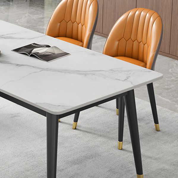 Sintered Stone White Tone Table Luxury Style 4 Legs Table for Dining Room Clearhalo ' dining_table' 'Dining Tables & Seating' 'Dining Tables' 'furn' 'furn_dining_table' 'Furniture' 'furniture_dining_table' 'Kitchen & Dining Furniture' 'kitchen&dining_furn' 'kitchen' 'kitchen_dining_table' 1200x1200_add93404-0709-4457-bf27-33f6f13cc4e8