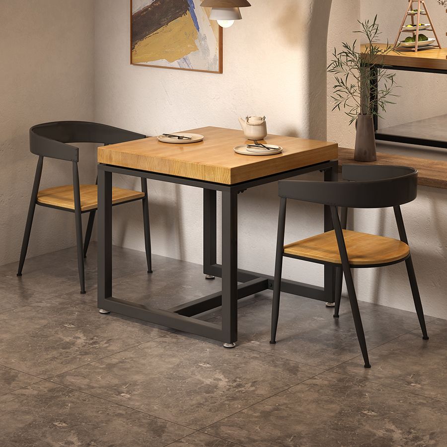 Industrial Style Solid Wood Dining Table Brown Square Table with Metal Base for Dinning Room Clearhalo ' dining_table' 'Dining Tables & Seating' 'Dining Tables' 'furn' 'furn_dining_table' 'Furniture' 'furniture_dining_table' 'Kitchen & Dining Furniture' 'kitchen&dining_furn' 'kitchen' 'kitchen_dining_table' 1200x1200_addbe75c-c3f2-4fb5-bb3d-9b3394752e99