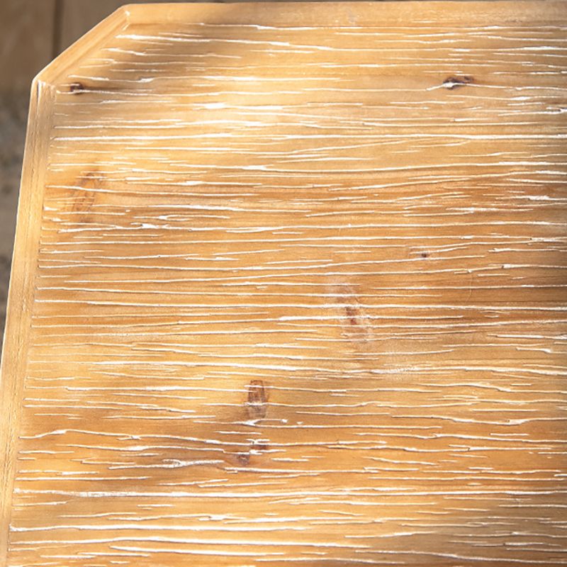 Solid Wood Drum Side Table Brown Side End Snack Table in Distressed Finish