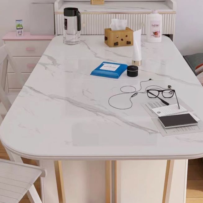Folding Rectangle Dining Table Stone Top Dining Table with Storage Base Clearhalo 'Dining Tables & Seating' 'Dining Tables' 'dining_table' 'furn' 'furn_dining_table' 'Furniture' 'Kitchen & Dining Furniture' 1200x1200_addce491-a59d-463e-a19d-206b9c74c6fb
