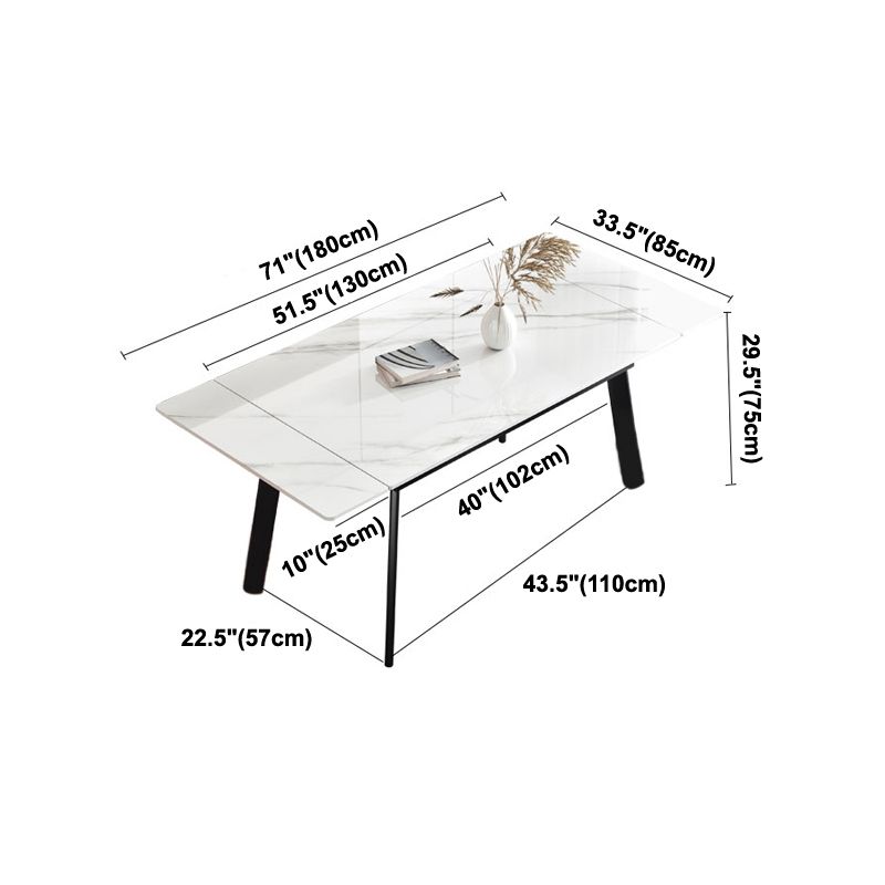 Modern Rectangle Dining Table Sintered Stone 4 Legs Table with Black Frame Clearhalo ' dining_table' 'Dining Tables & Seating' 'Dining Tables' 'furn' 'furn_dining_table' 'Furniture' 'furniture_dining_table' 'Kitchen & Dining Furniture' 'kitchen&dining_furn' 'kitchen' 'kitchen_dining_table' 1200x1200_addcf778-a577-45a2-9eb3-bfc41990e1a6