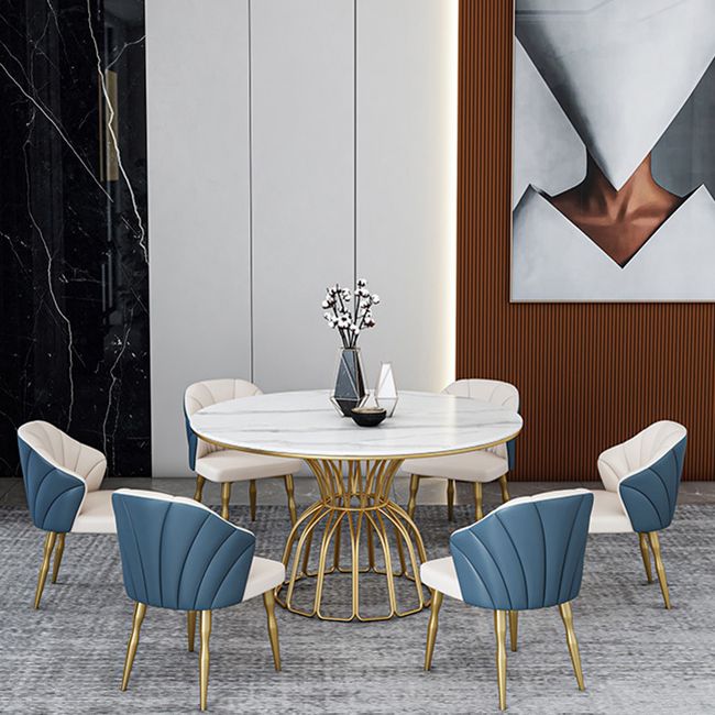 Contemporary Style Sintered Stone Dining Table Single Pedestal Base Round Table for Home Clearhalo ' dining_table' 'Dining Tables & Seating' 'Dining Tables' 'furn' 'furn_dining_table' 'Furniture' 'furniture_dining_table' 'Kitchen & Dining Furniture' 'kitchen&dining_furn' 'kitchen' 'kitchen_dining_table' 1200x1200_addd9b6a-2f7c-4c34-b2a5-f484799496f5