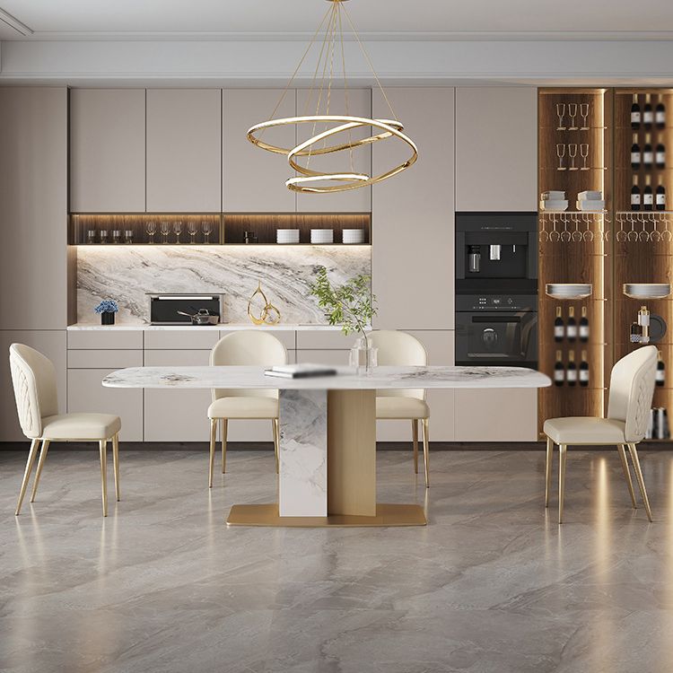 Luxury 1/4/5/7 Pieces Rectangle Dining Set Sintered Stone Top Dining Table with Chairs Clearhalo 'Dining Room Sets' 'Dining Tables & Seating' 'dining_room_set' 'furn' 'furn_dining_room_set' 'Furniture' 'furniture_dining_room_set' 'Kitchen & Dining Furniture' 1200x1200_adde8c65-7073-4d41-b65f-5ef5e1fe357a