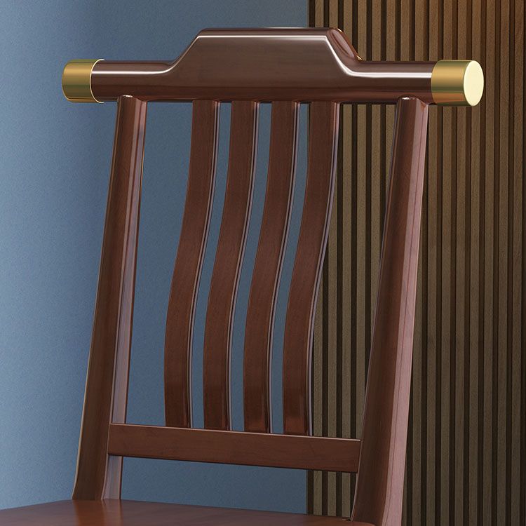 Industriële keuken eetkamerstoel massief houten lat achter armloze stoel