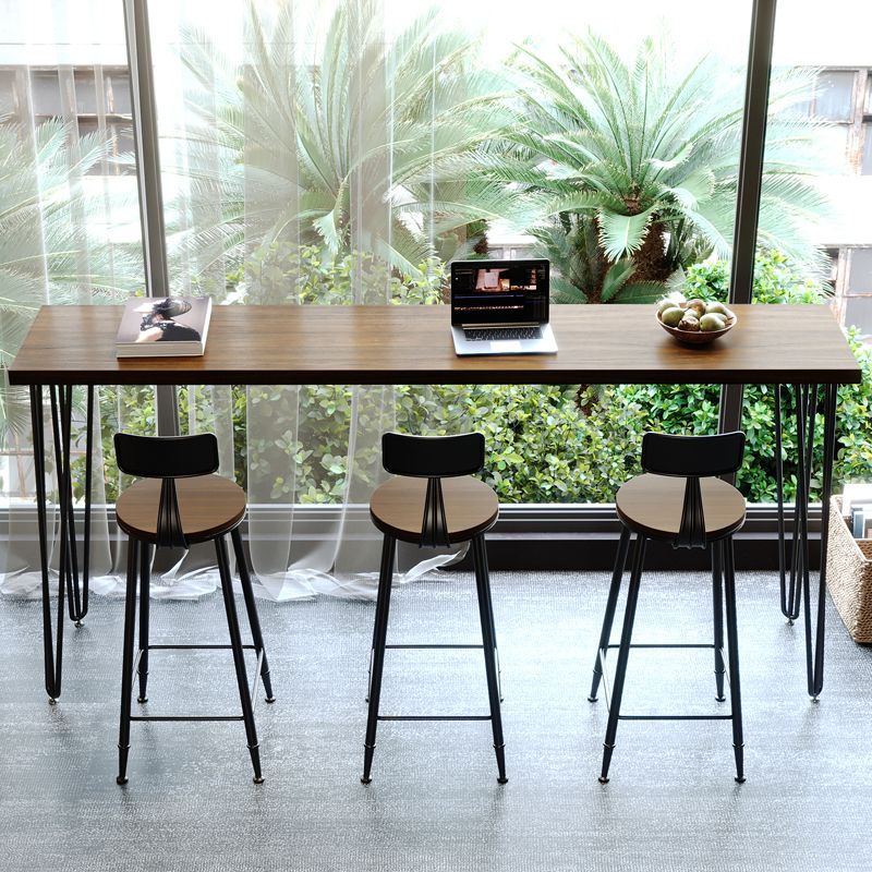 Rectangle Bar Pub Table Set 1/4 Pcs Solid Wood Top Bar Table and Iron Stools Clearhalo 'Bar Furniture' 'furn' 'furn_home_bar_bar_sets' 'Furniture' 'Home Bars & Bar Sets' 'home_bar_bar_sets' 'Kitchen & Dining Furniture' 1200x1200_ade0a3c3-9f50-4476-8ef5-1b37b44bc278
