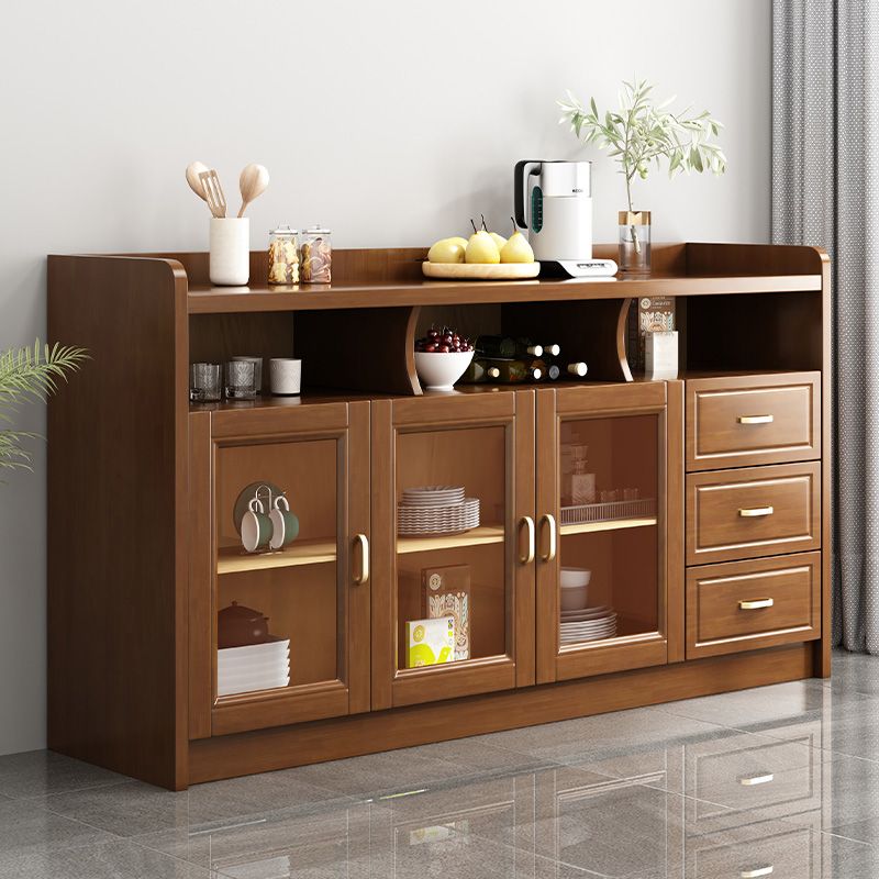 Contemporary Sideboard Rubber Wood Sideboard with Door and Drawer for Dining Room Clearhalo 'buffet_sideboard' 'Buffets & Sideboards' 'furn' 'furn_buffet_sideboard' 'Furniture' 'Kitchen & Dining Furniture' 1200x1200_ade1baab-058d-4d38-8ef6-19845efb3984