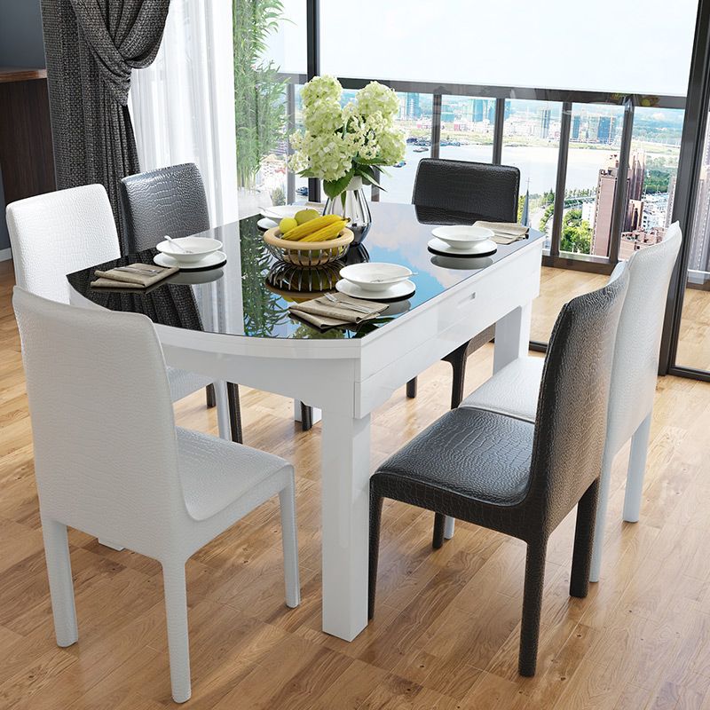 キッチンのための現代的な強化ガラストップダイニングルームセット折りたたみ