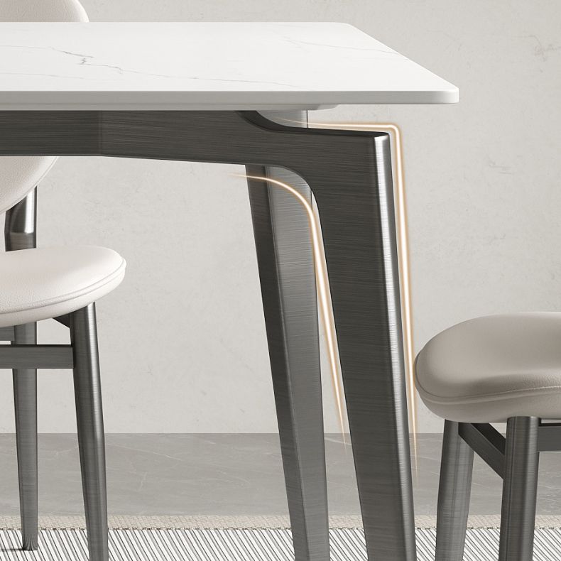 Stainless Steel Frame Dinette Table Stone Top Rectangle Dining Table Clearhalo 'Dining Tables & Seating' 'Dining Tables' 'dining_table' 'furn' 'furn_dining_table' 'Furniture' 'Kitchen & Dining Furniture' 1200x1200_ade69049-b4b5-4298-828f-2b9ae62e98b5