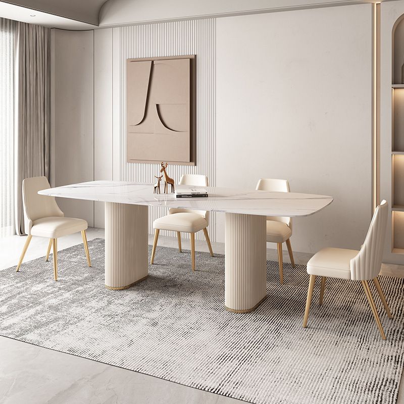 Nordic Style Sintered Stone Rectangle Table Set 1/4/5/7 Pieces Set Clearhalo 'Dining Room Sets' 'Dining Tables & Seating' 'dining_room_set' 'furn' 'furn_dining_room_set' 'Furniture' 'Kitchen & Dining Furniture' 1200x1200_ade6e123-e242-4bfa-afe8-57d49b1f9abb