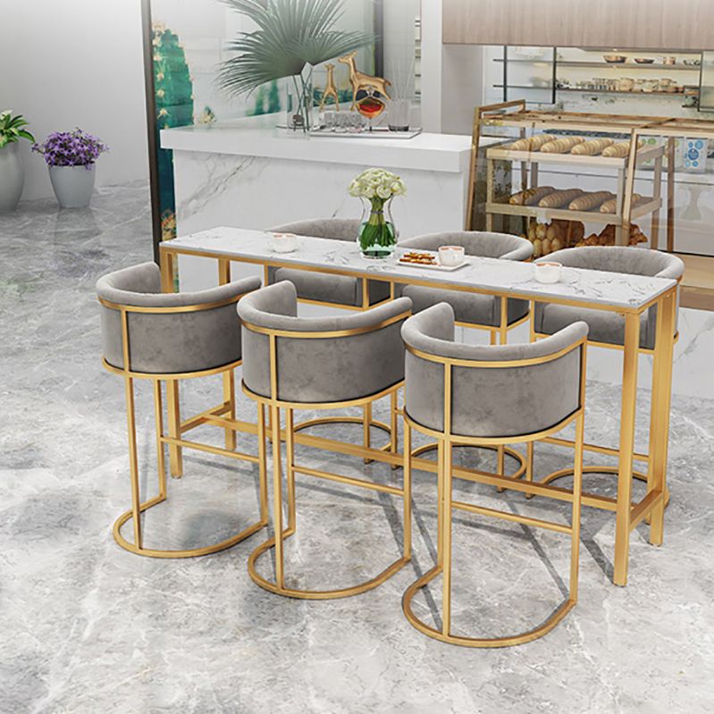 Rectangle Coffee Shop Patio Bar Table Footrest White and Gold Marble Counter Table Clearhalo 'Bar Furniture' 'Bar Tables' 'bar_tables' 'furn' 'furn_bar_tables' 'Furniture' 'furniture_bar_tables' 'Kitchen & Dining Furniture' 1200x1200_ade8013f-c617-4fca-a2e8-395b5ac416bc