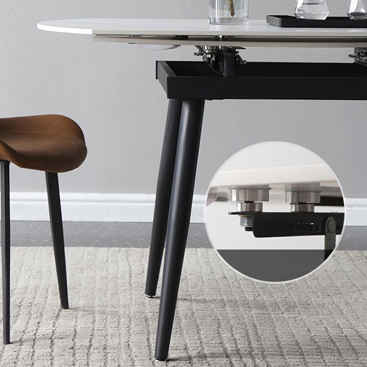 Modern Style Sintered Stone Dining Table White Round Home Table with Black Frame Clearhalo ' dining_table' 'Dining Tables & Seating' 'Dining Tables' 'furn' 'furn_dining_table' 'Furniture' 'furniture_dining_table' 'Kitchen & Dining Furniture' 'kitchen&dining_furn' 'kitchen' 'kitchen_dining_table' 1200x1200_ade8a549-2eb9-4511-9ea8-342b4b295d2b