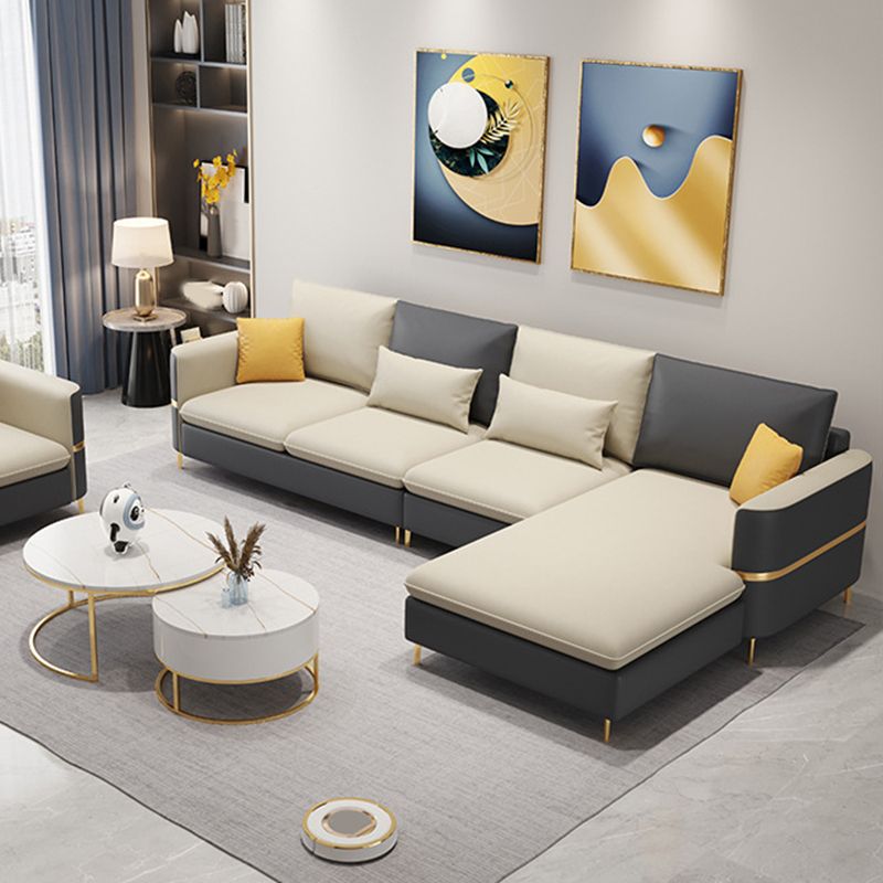 106.3 "W X 62.3" D X 35.4 "divano a braccio quadrato H, divano posteriore in pelle in finto sciolto