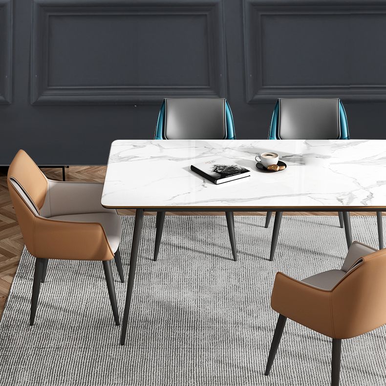 Modern Style Parsons Arm Chair Leather Dining Chair for Dining Room Clearhalo 'Dining Chairs' 'Dining Tables & Seating' 'dining_chair' 'Furniture' 'furniture_dining_chair' 'Kitchen & Dining Furniture' 1200x1200_ade9941a-ebec-4a48-a9b8-4bca8c7737ac