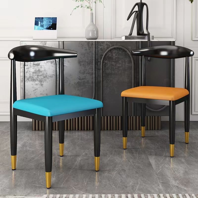 Chaise de salle à manger en métal chaise rembourrée contemporaine