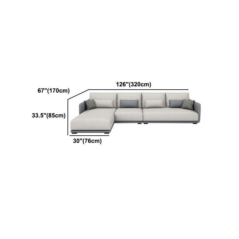 Modern Cream Faux Leather Straight Arm Sofa/Sectionals with water proof for Living Room
