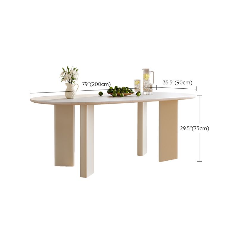 Table de dinette ovale blanche pour salle à manger Table de salle à manger avec dessus en pierre