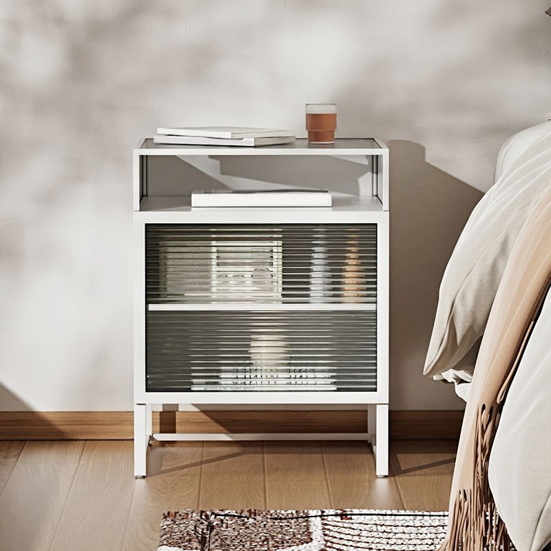 Mesa de acento de vidrio industrial Noche 22.8 "Cama de altura en la cama de noche con 3 estantes