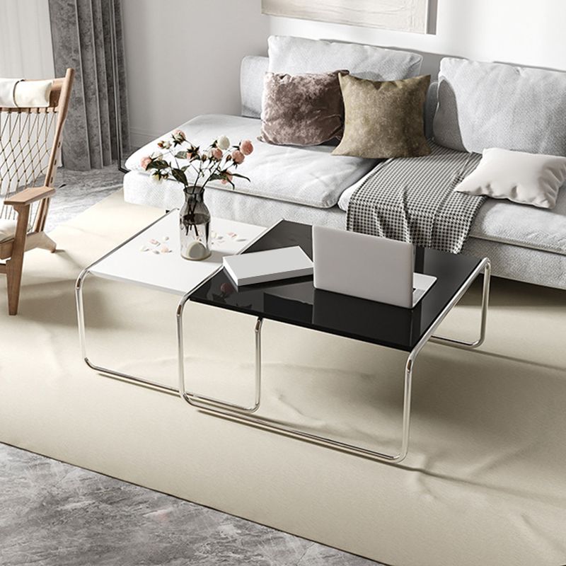Square Steel Sled Coffee Table Modern 2 Nesting Cocktail Table Clearhalo 'Coffee & Accent Tables' 'Coffee Tables' 'coffee_tables' 'furn' 'furn_coffee_tables' 'Furniture' 'Living Room Furniture' 1200x1200_adef5e8a-ed12-41dd-b91d-936f1de368f7