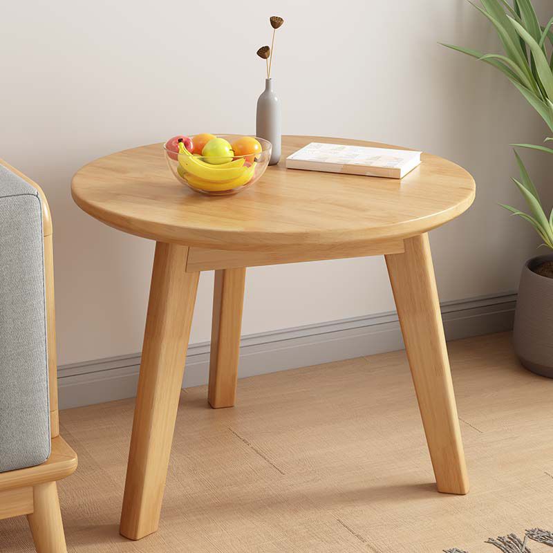 Mesa auxiliar de madera sólida 3 patas redonda de la sala de estar nórdica