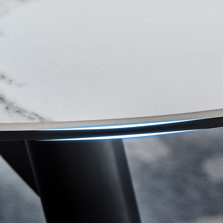 Simplicity Style Round Dining Table Stone Drop-Leaf Dinner Table with 4 Legs Clearhalo ' dining_table' 'Dining Tables & Seating' 'Dining Tables' 'furn' 'furn_dining_table' 'Furniture' 'furniture_dining_table' 'Kitchen & Dining Furniture' 'kitchen&dining_furn' 'kitchen' 'kitchen_dining_table' 1200x1200_adf6f92c-9c0b-4c9d-a9f0-c12a6793d30f
