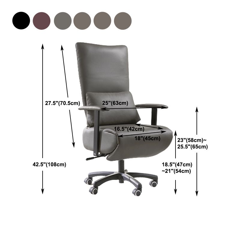 Modern Office Chair Swivel Arm Accent High-Back Leather Chair Clearhalo 'furn' 'furn_office_chair' 'Furniture' 'Office Chairs' 'Office Furniture' 'office_chair' 1200x1200_adf6fa43-c715-4836-b1cf-15dc8744adad