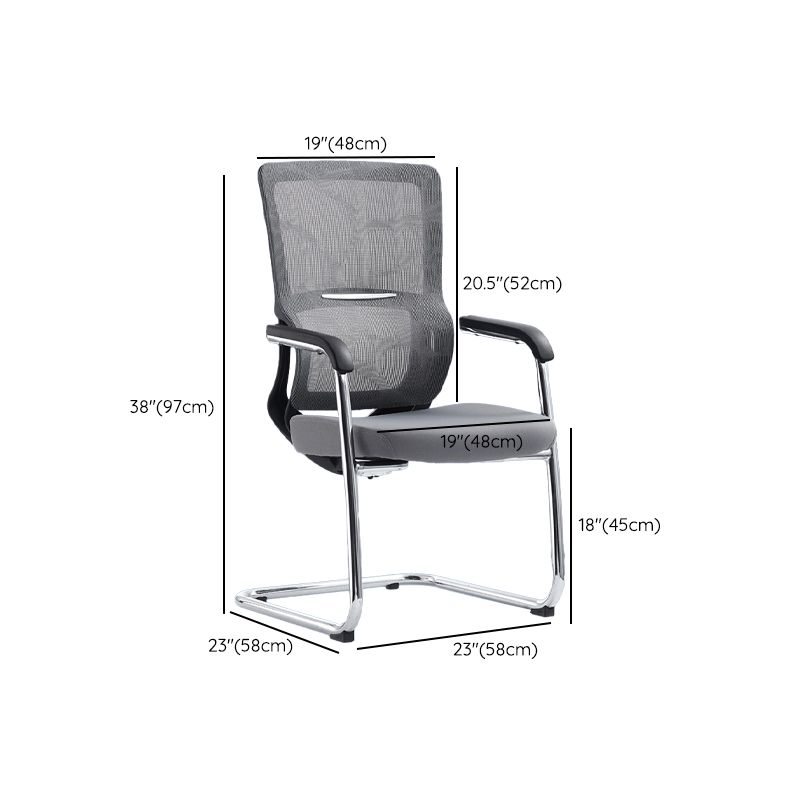 Sedia da ufficio moderna in rete Sedia da scrivania ergonomica con braccioli fissi senza angoscia
