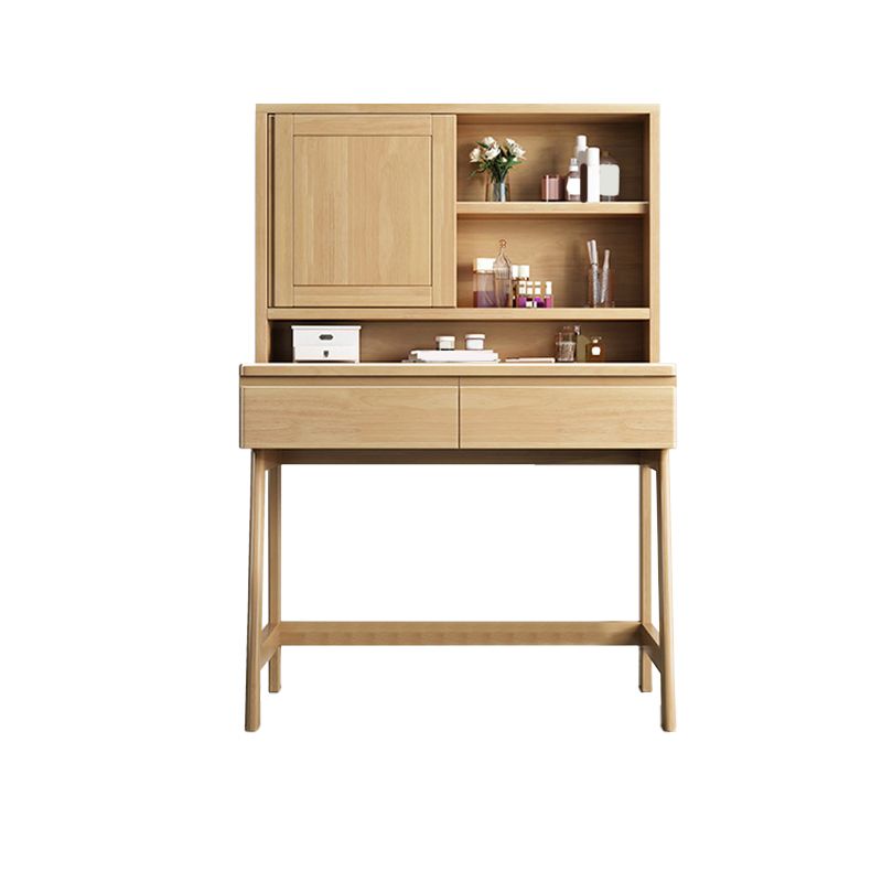 Juego de taburetes de tocador de maquillaje de madera maciza de tocador de tocador con espejo nórdico