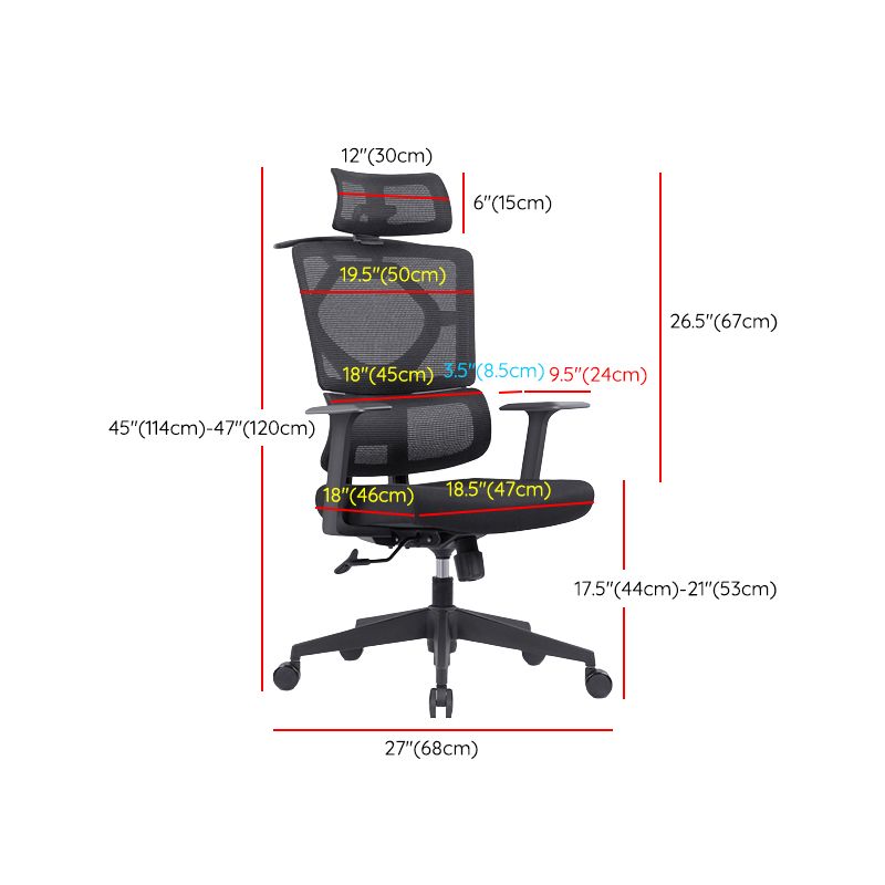 Chaise pivotante noire moderne chaise de bureau de hauteur de siège réglable avec roues