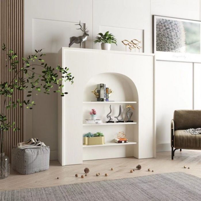 Contemporary 3 Shelves Accent Chest White 7.87-Inch D Cabinet Clearhalo 'Cabinets & Chests' 'cabinets_chests' 'furn' 'furn_cabinets_chests' 'Furniture' 'Living Room Furniture' 1200x1200_adfd6768-dd1b-4758-877a-f93774fcba8f