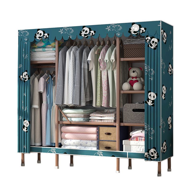 Bruin metalen frame garderobe armoire moderne vouwgarderobe kast