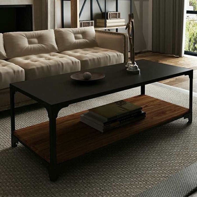 Contemporary Coffee Cocktail Table Solid Wood 4 Legs Coffee Table Clearhalo 'Coffee & Accent Tables' 'Coffee Tables' 'coffee_tables' 'furn' 'furn_coffee_tables' 'Furniture' 'Living Room Furniture' 1200x1200_adfdff0a-ec9d-48b1-b9dd-c5e985ea51d4