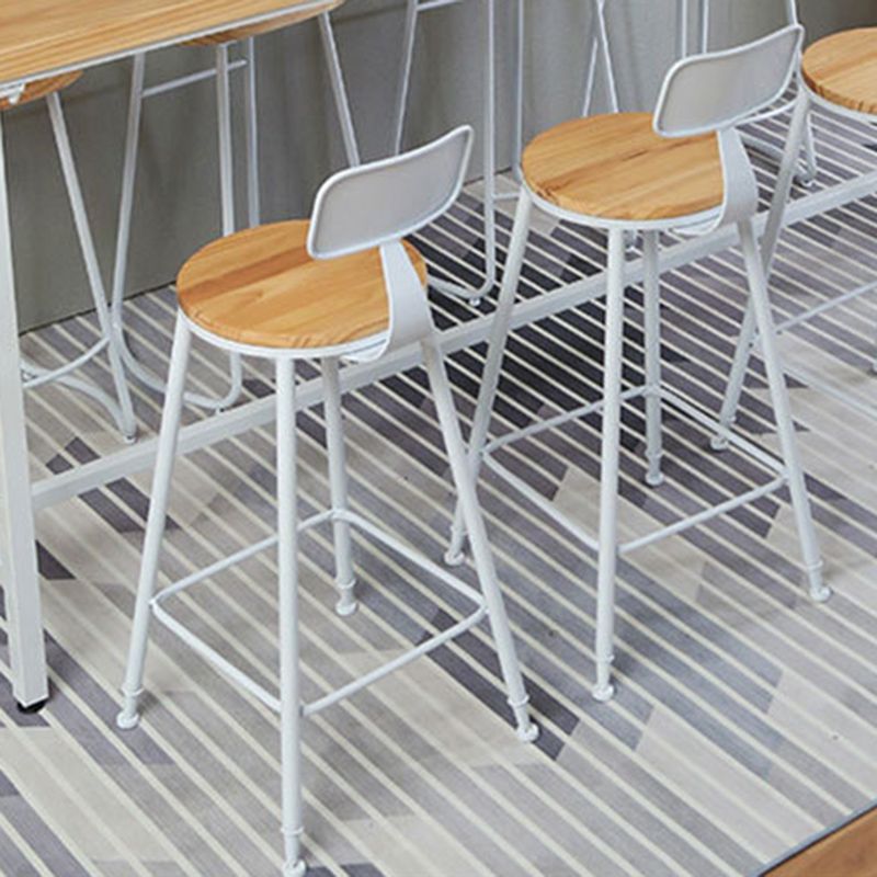 Contemporary Bar Stool Solid Wood Barstool with White Metal Legs Clearhalo 'Bar Furniture' 'Bar Stools' 'bar_stools' 'furn' 'furn_bar_stools' 'Furniture' 'Kitchen & Dining Furniture' 1200x1200_adfed523-91b1-49c0-a2ad-f7432ddc7d71