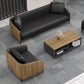 Standard Black Sofa Faux Leather Contemporary Sofa with Pillow for Living Room
