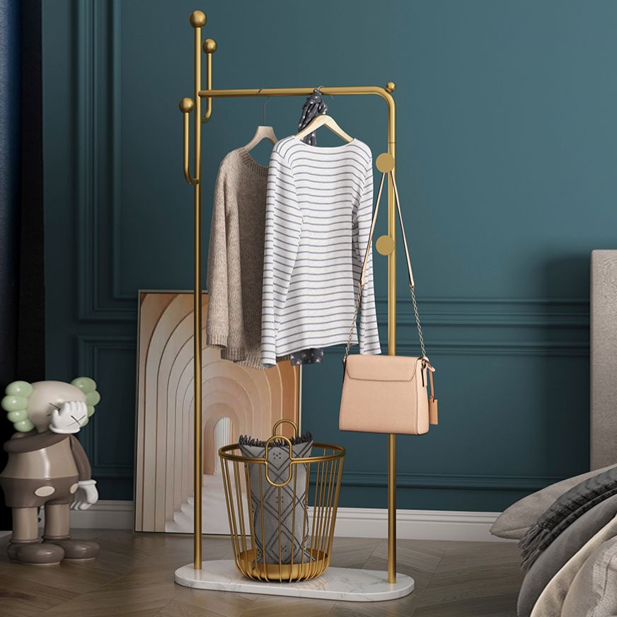 Modern Coat Hanger Metal Included 4 Hooks Entryway Kit with Storage Shelving